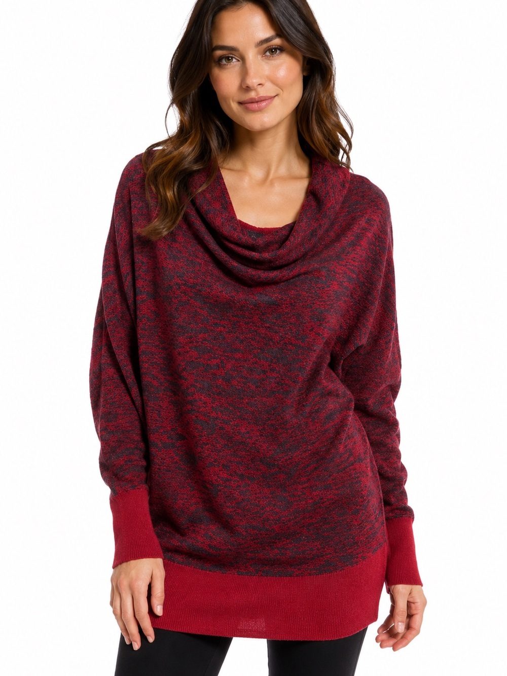 Diesel Wool Blend Marled Cowl Neck Tunic